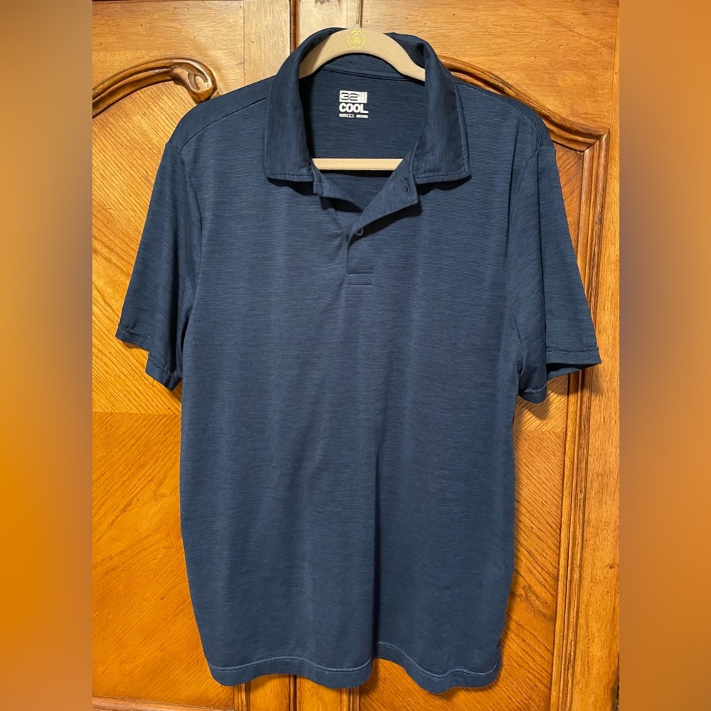 32 Degrees Cool Polo Shirt Men Large Blue Short Sleeve